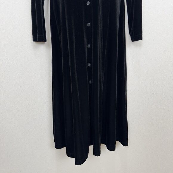 Vtg Coldwater Creek Dress Womens 6P Black Velvet Button Up Witchy Whimsigoth - Picture 3 of 11